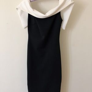 Black white zipper long dress